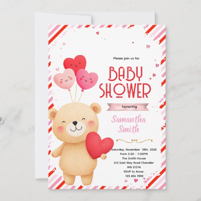 Invitation à une fête de baby shower pour la Saint (Devant)