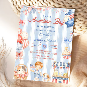 Invitation à une fête de baby shower pour un garço