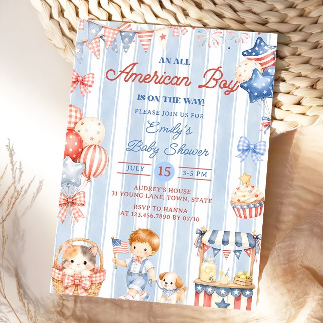 Invitation à une fête de baby shower pour un garço (Créateur téléchargé)