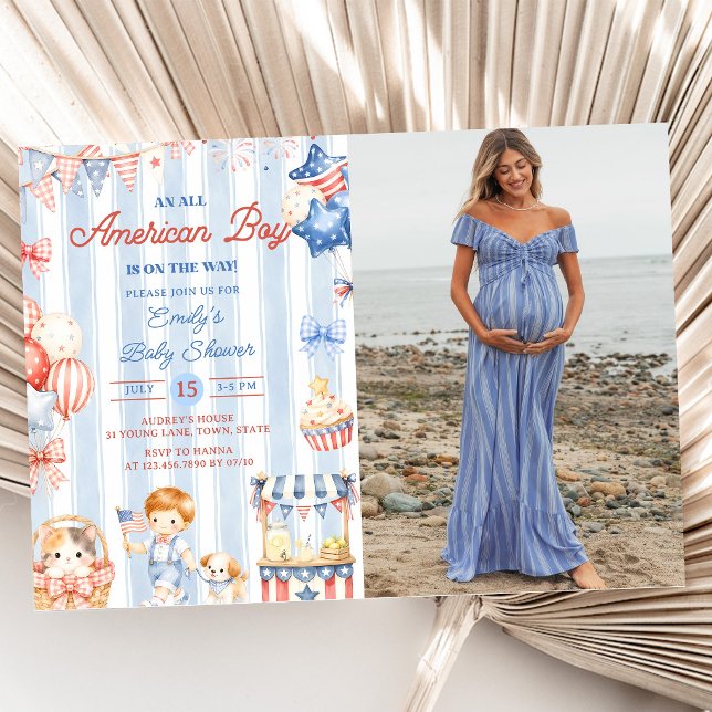 Invitation à une fête de baby shower pour un garço (Créateur téléchargé)