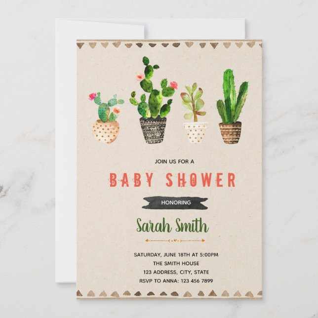 Invitation à une fête de baby shower sur le thème  (Devant)
