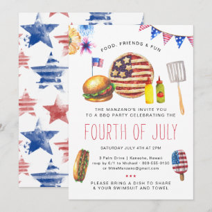 Invitation à une fête de barbecue patriotique du 4