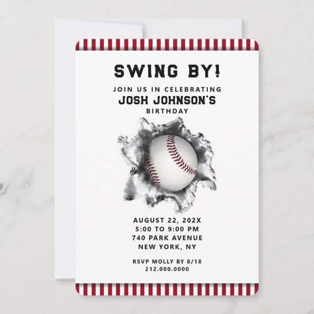 Invitation à une fête de baseball (Devant)