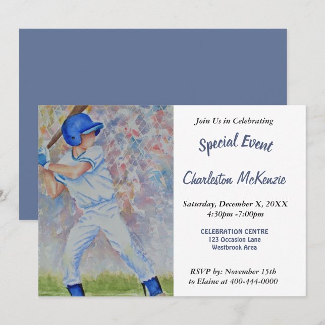 INVITATION À UNE FÊTE DE BASEBALL (Devant / Derrière)