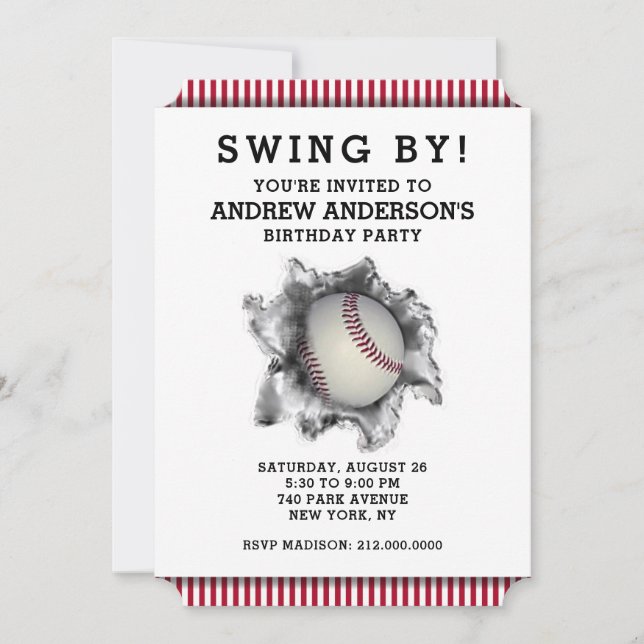 Invitation à une fête de baseball (Devant)