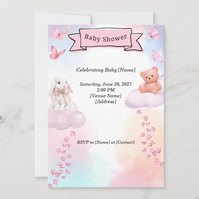 Invitation à une fête de bébé (Devant)