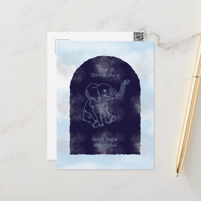 Invitation à une fête de bébé garçon (Devant/Arrière en situation)