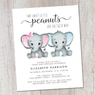 Invitation à une fête de bébé jumeaux garçon fille