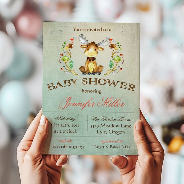 Invitation à une fête de bébé orignal (Créateur téléchargé)