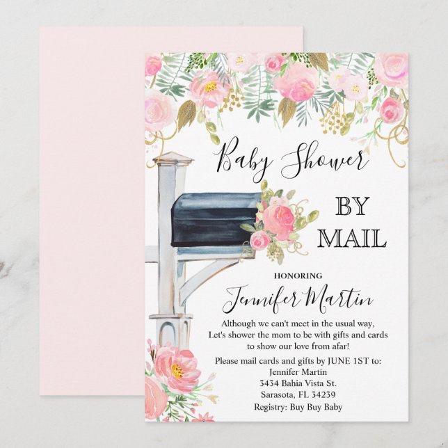 Invitation à une fête de bébé par la poste (Devant / Derrière)