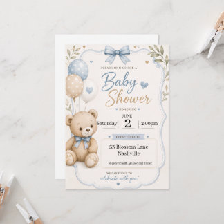 Invitation à une fête de bébé pour garçons thème o
