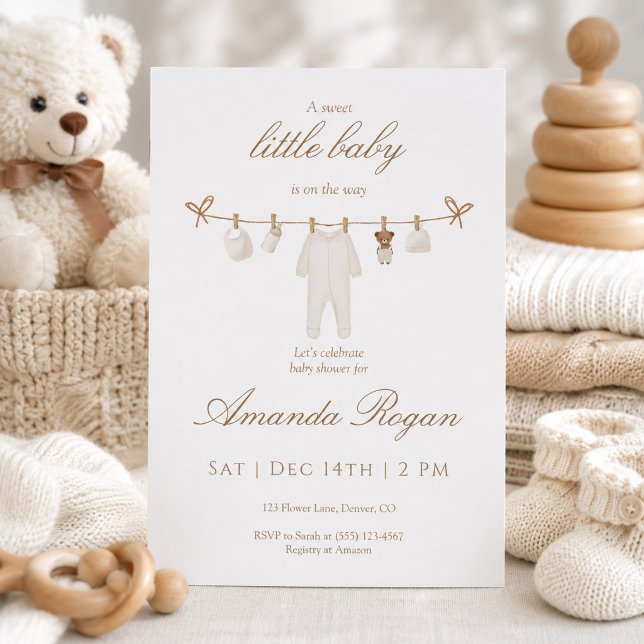Invitation à une fête de bébé sur une corde à ling (Créateur téléchargé)