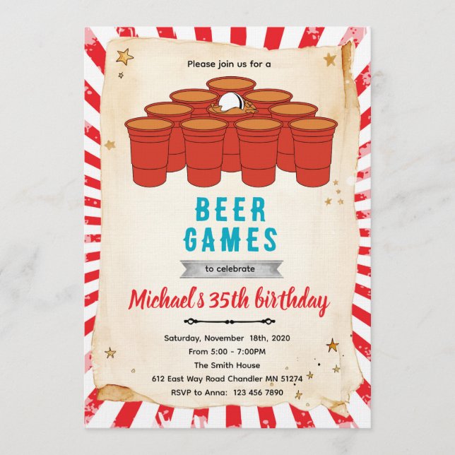 Invitation à une fête de beer pong (Devant)