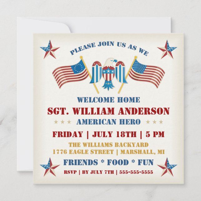 Invitation à une fête de bienvenue militaire à la  (Devant)