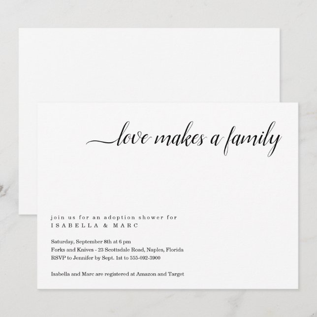 Invitation à une fête de bienvenue pour l'adoption (Devant / Derrière)