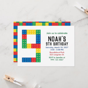 Invitation à une fête de blocs de construction pou
