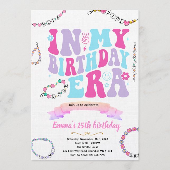 Invitation à une fête de bracelet de l'amitié (Devant)