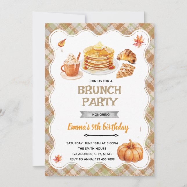 Invitation à une fête de brunch d'automne (Devant)