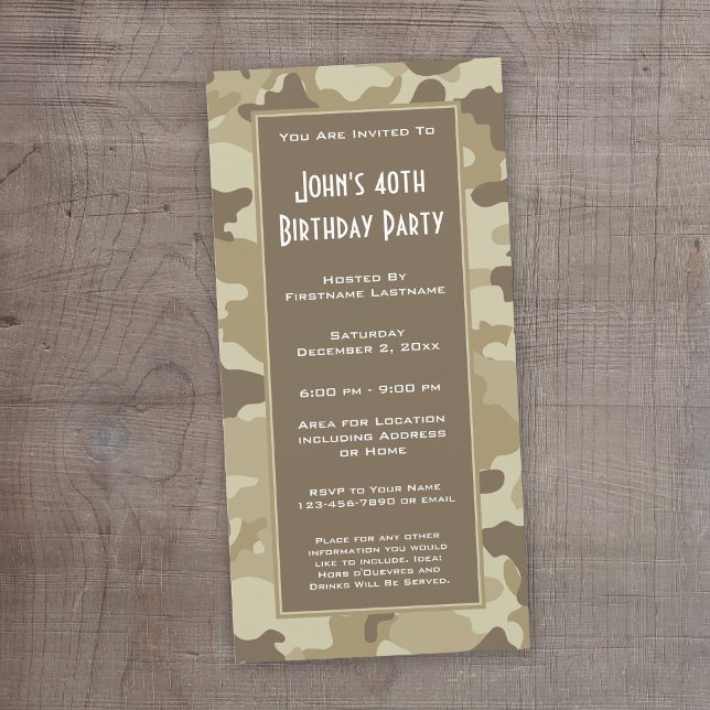 Invitation à une fête de camouflage militaire (Camouflage Birthday Invitation or Other Party!)