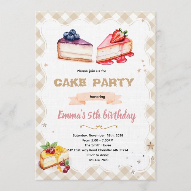 Invitation à une fête de cheesecake (Devant)