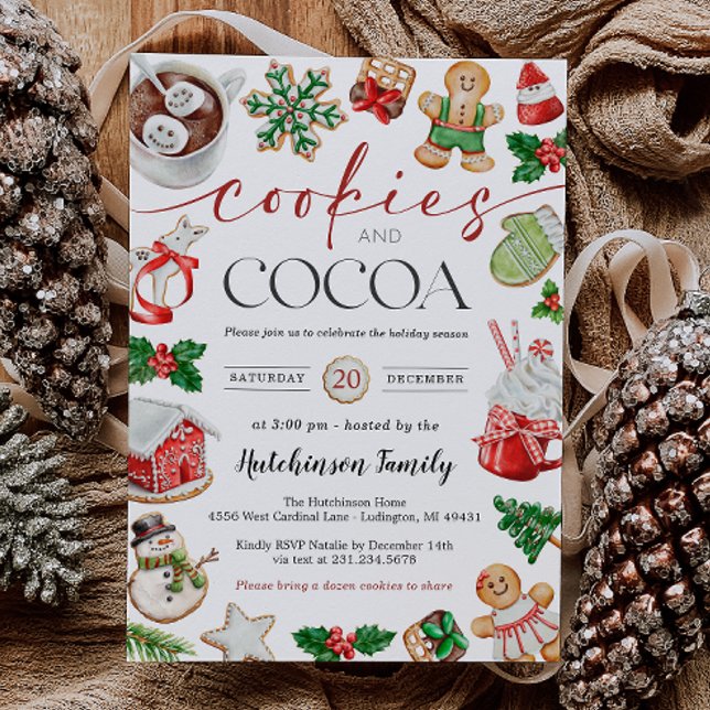 Invitation à une fête de chocolat chaud - Cookies  (Hot Cocoa Party Invitation - Cookies and Cocoa)