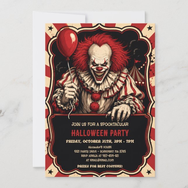 Invitation à une fête de cirque d'Halloween avec u (Devant)
