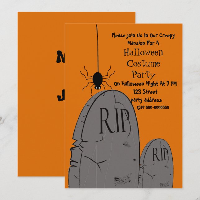 Invitation à une fête de costumes d'Halloween (Devant / Derrière)