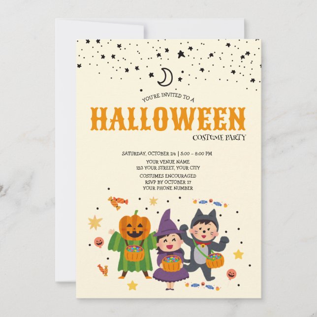 Invitation à une fête de costumes d'Halloween pour (Devant)