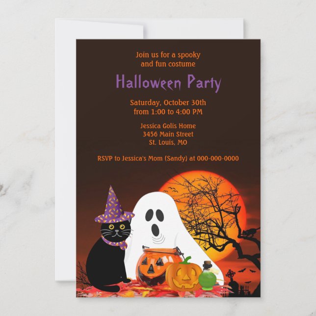 Invitation à une fête de costumes d'Halloween pour (Devant)