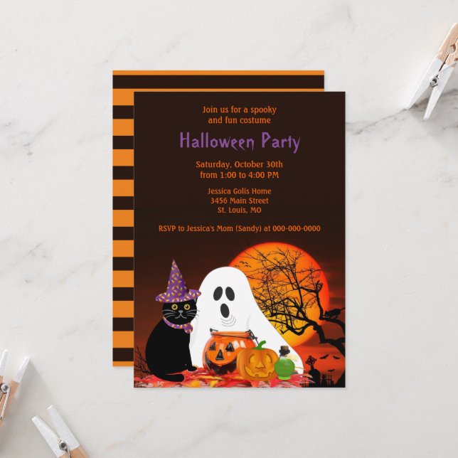Invitation à une fête de costumes d'Halloween pour (Devant/Arrière en situation)