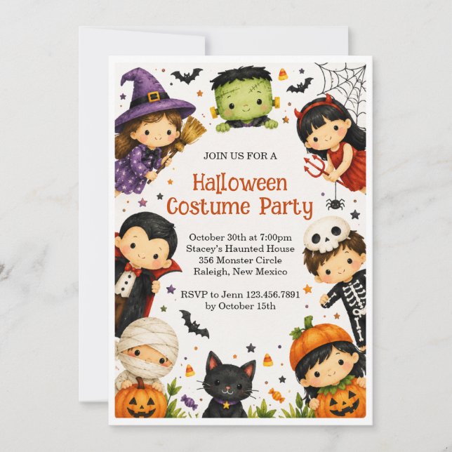 Invitation à une fête de costumes d'Halloween pour (Devant)