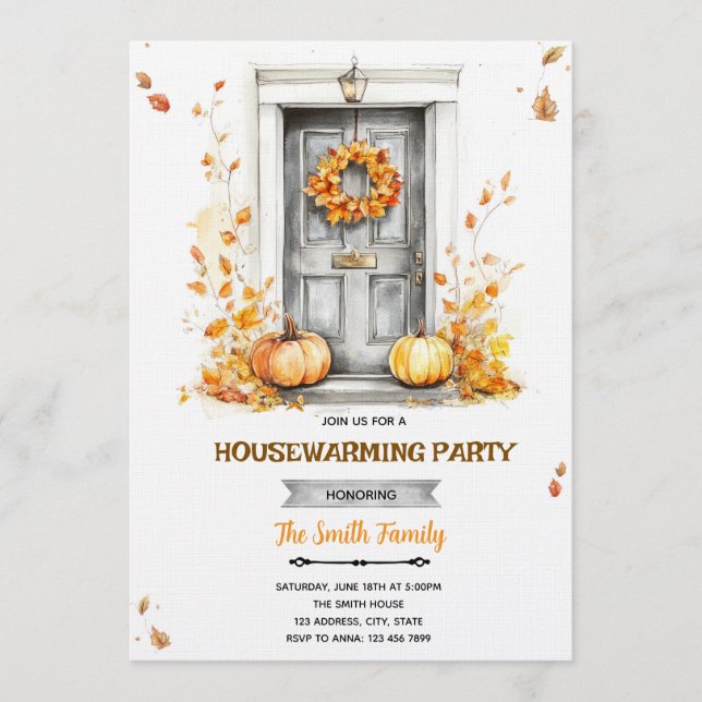 Invitation à une fête de crémaillère d'automne (Devant)