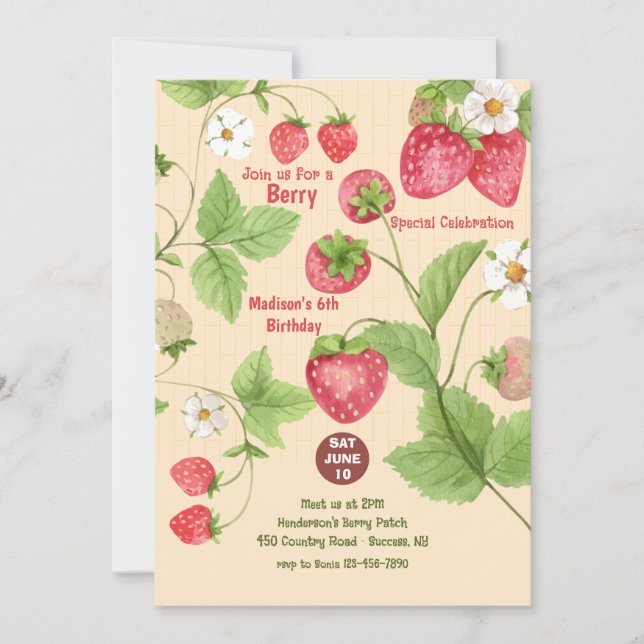Invitation à une fête de cueillette de fraises sur (Devant)