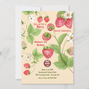 Invitation à une fête de cueillette de fraises sur
