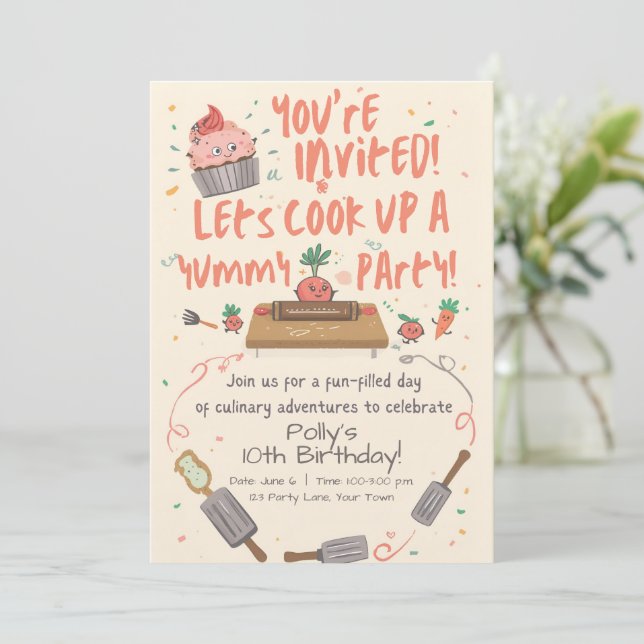 Invitation à une fête de cuisine pour enfants (Debout devant)