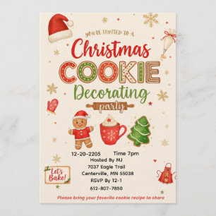 Invitation à une fête de décoration de biscuits de