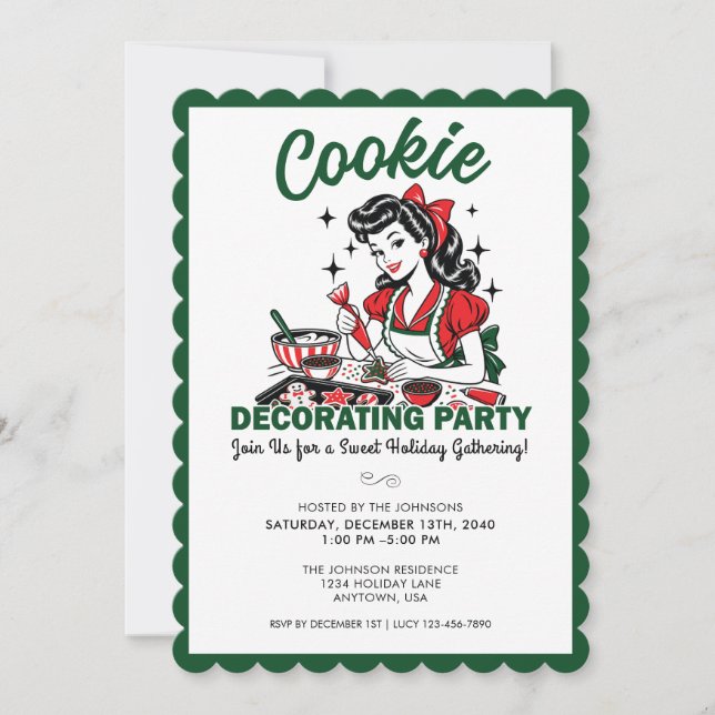 Invitation à une fête de décoration de biscuits de (Devant)