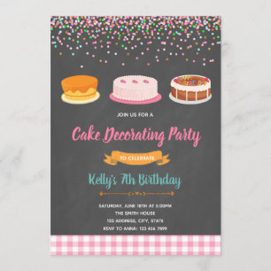 Invitation à une fête de décoration de gâteaux