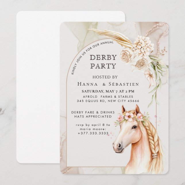 Invitation à une fête de Derby de style sudiste (Devant / Derrière)