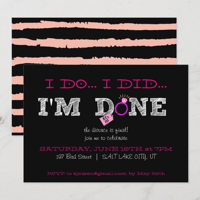 Invitation à une fête de divorce (Devant / Derrière)