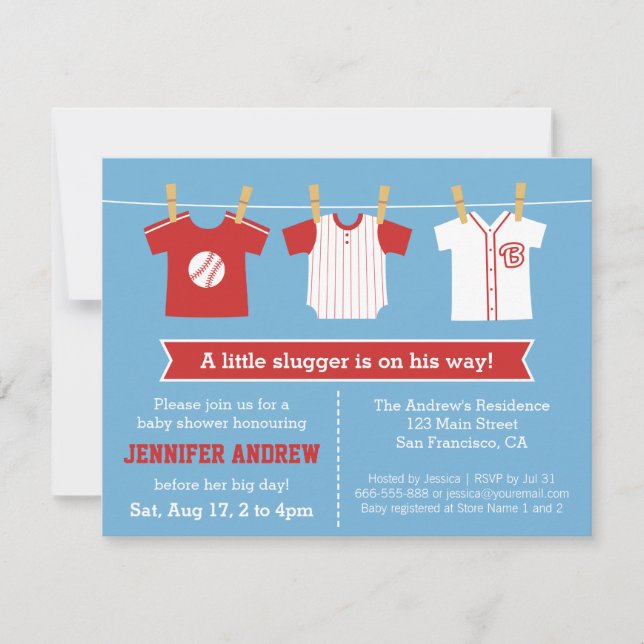 Invitation à une fête de douche pour bébé garçon d (Devant)
