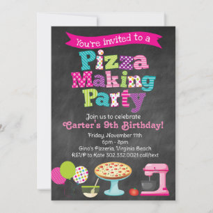 Invitation à une fête de fabrication de pizzas sur