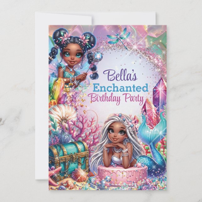 Invitation à une fête de fantaisie de sirène fée (Devant)