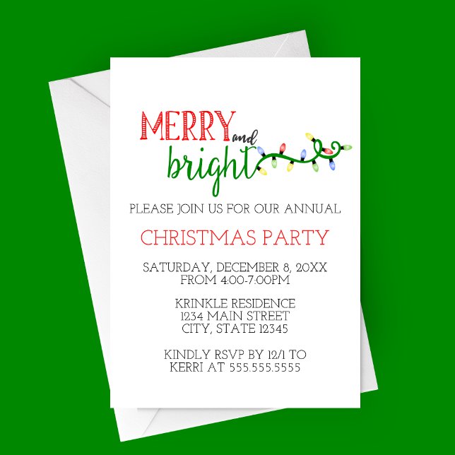 Invitation à une fête de fin d'année Merry and Bri (Merry and Bright Christmas Party Invitation)