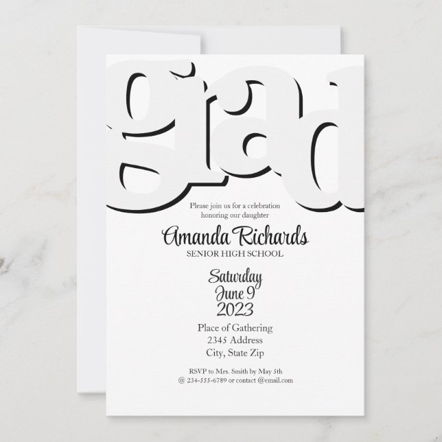 Invitation à une fête de fin d'études amusante et  (Devant)