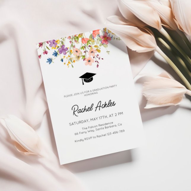Invitation à une fête de fin d'études aux fleurs s (Créateur téléchargé)