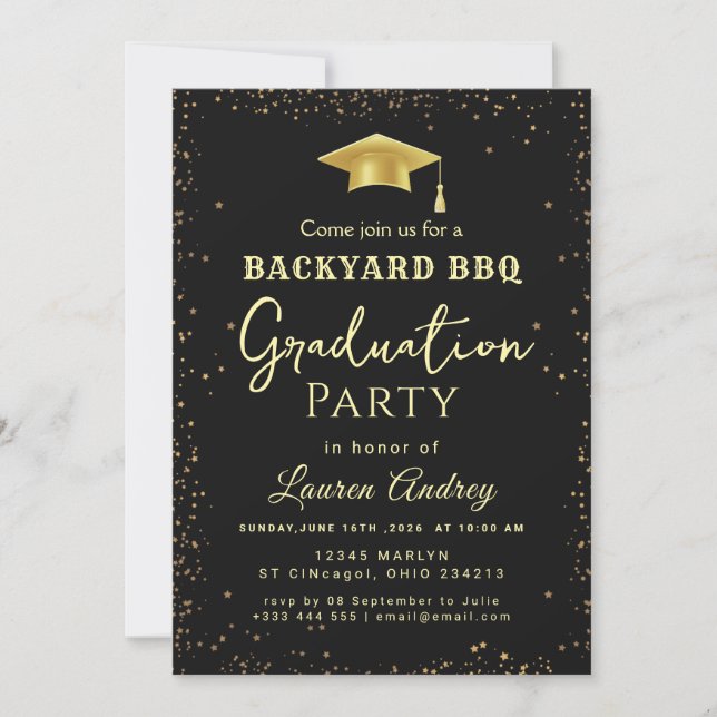 Invitation à une fête de fin d'études avec barbecu (Devant)