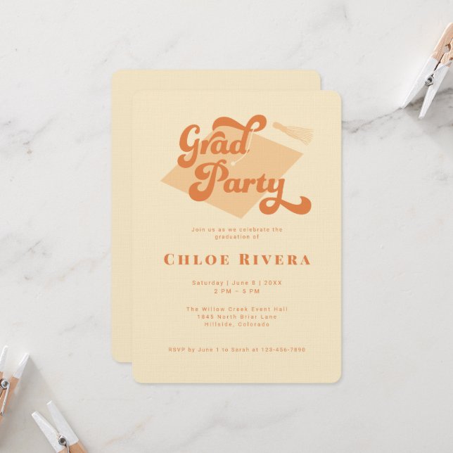 Invitation à une fête de fin d'études avec des gla (Devant/Arrière en situation)