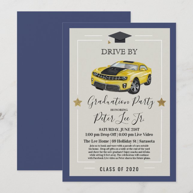 Invitation à une fête de fin d'études virtuelle en (Devant / Derrière)