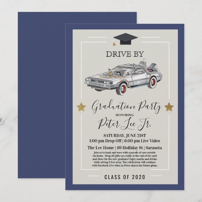 Invitation à une fête de fin d'études virtuelle en (Devant / Derrière)